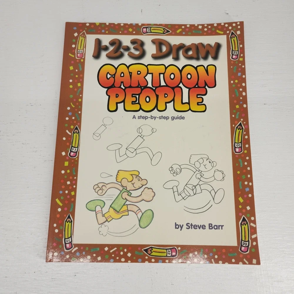 1-2-3 Draw Cartoon People Faces Animals Steve Barr Set‎ of 3 Books Drawing Guide